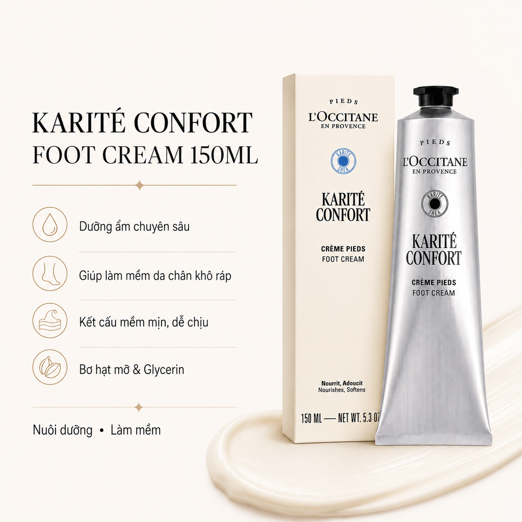 Kem Dưỡng Chân Dưỡng Ẩm Chuyên Sâu L'Occitane 150ml - Fullbox - Hàng Duty