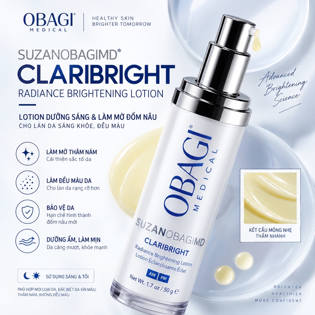Lotion Dưỡng Sáng Và Giảm Thâm Nám Obagi Suzanobagimd Claribright 50ml - Hàng Công Ty