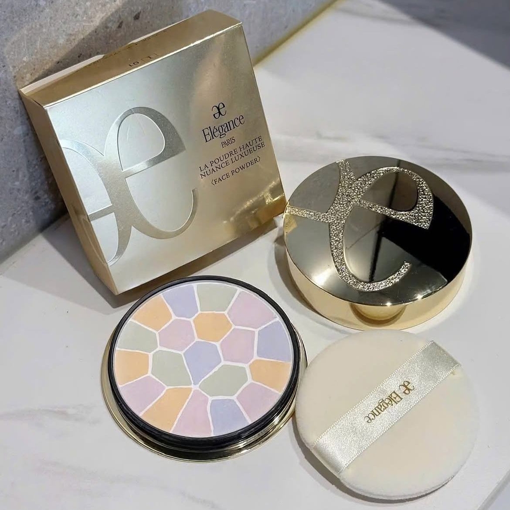 Phấn Phủ Nén Bền Màu Kiềm Dầu Elegance La Poudre Haute Nuance - Tone 01 - 8.8g Fullbox Hàng Duty