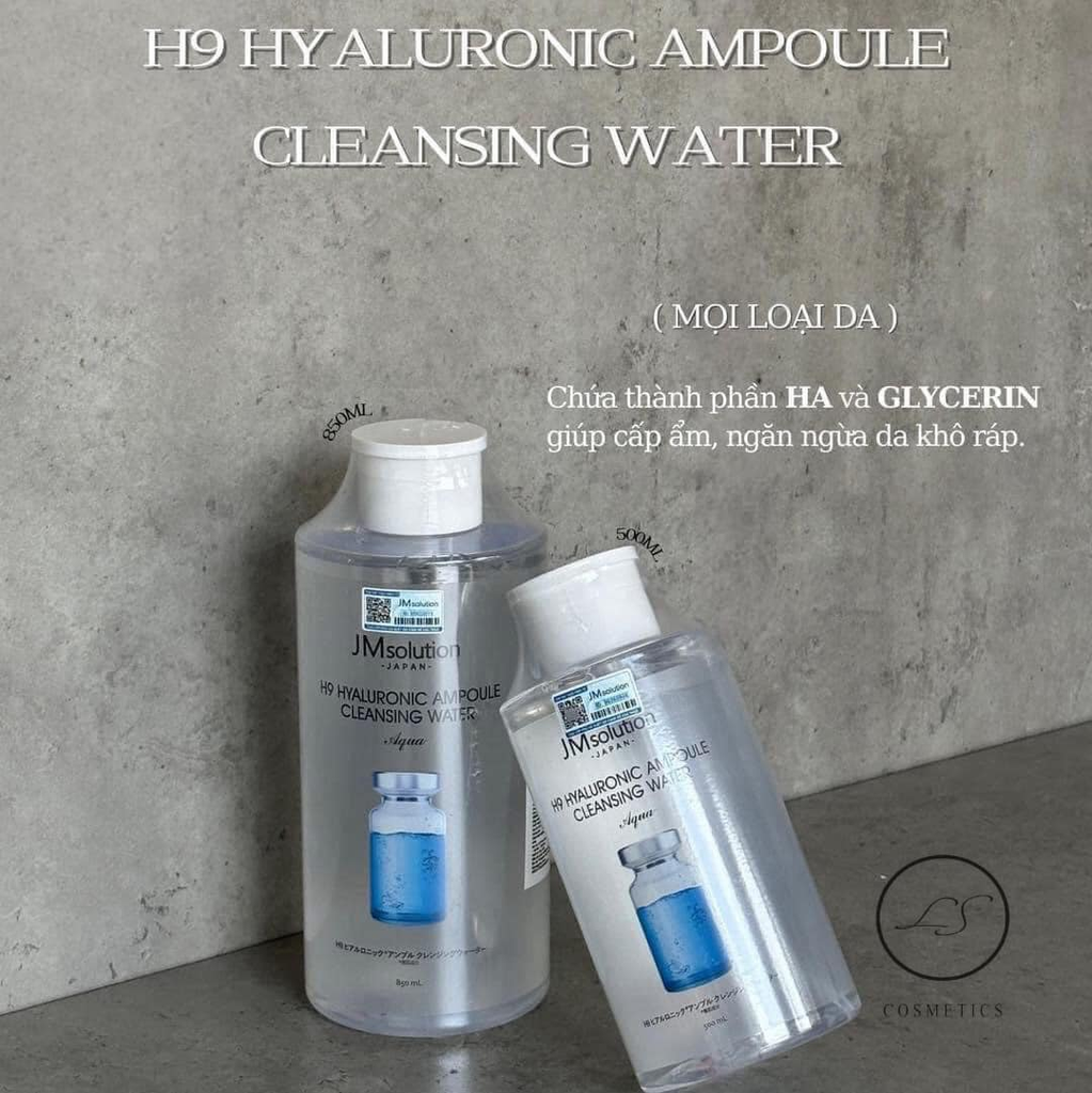 Nước Tẩy Trang JM Solution H9 Hyaluronic Ampoule Cleansing Water 500ml - Hàng Công Ty