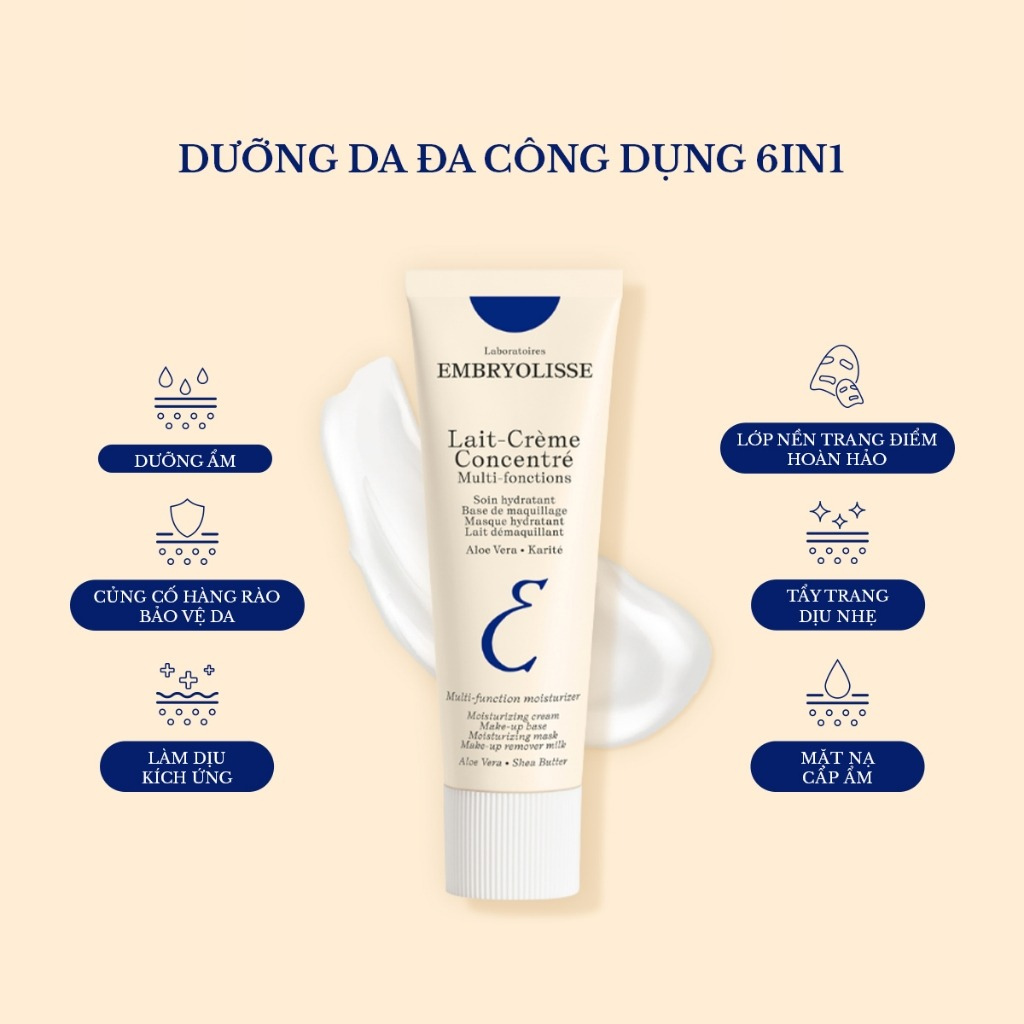 Kem Dưỡng Ẩm Phục Hồi Embryolisse Lait-Crème Concentré Fullbox - Hàng Công Ty