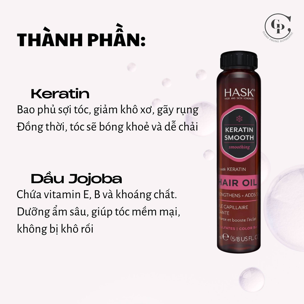 Dầu Dưỡng Phục Hồi, Bóng Tóc Hask Oil - 18ml