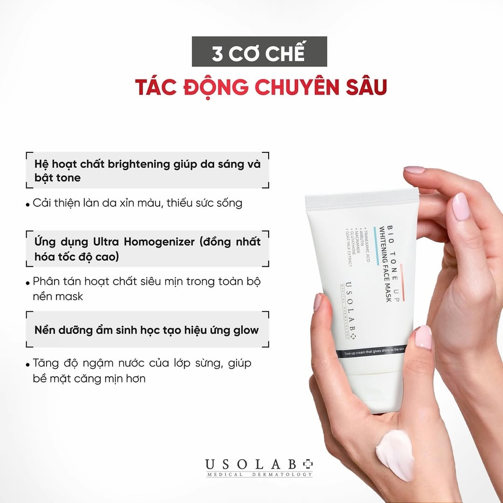 Kem Ủ Trắng Da Usolab Bio Tone Up Whitening Face Mask 50ml - Fullbox - Hàng CTY