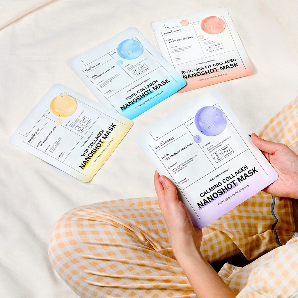 Mặt Nạ Thạch Nâng Cơ Căng Bóng MediAnswer Collagen Nanoshot (5 miếng) - Fullbox - Hàng Công Ty