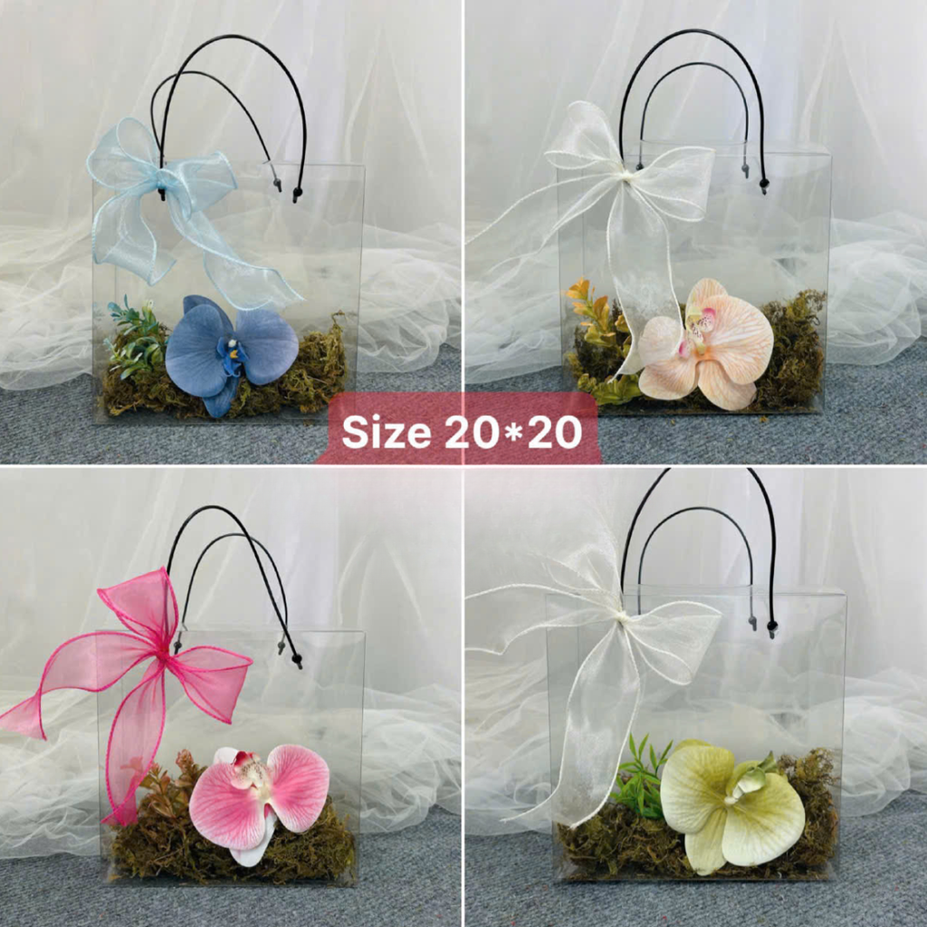 Túi Mica hoa cao cấp (20x20x10cm)