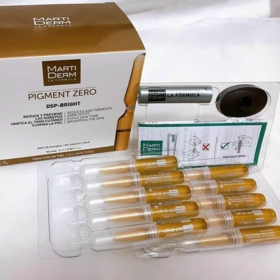 Tinh Chất Dưỡng Sáng Da Martiderm Pigment Zero DSP - Tách set No box (ko kèm đồ mở nắp) + Hộp 30 ống (kèm đồ mở nắp) - 5*2ml