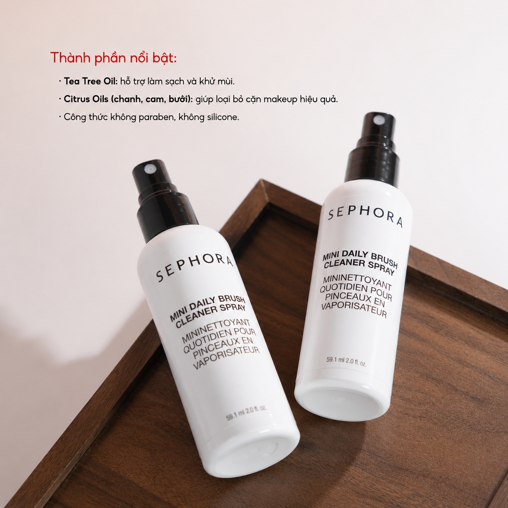 Xịt Vệ Sinh Cọ Khô Sephora Collection Daily Brush Cleaner Mini 59.1ml