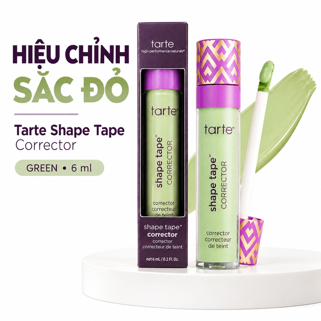 Kem Che Khuyết Điểm Tarte Shape Tape Hydrating Color Corrector Green 6ml - Fullbox Hàng US