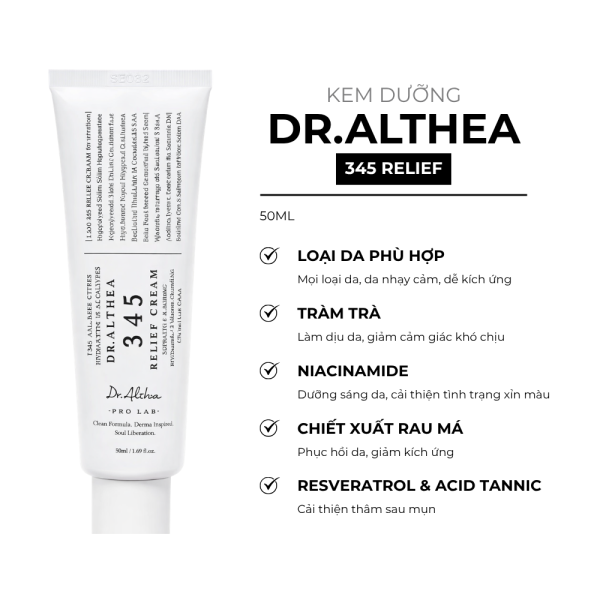 Kem dưỡng ẩm, phục hồi da Dr.Althea 345 Relief Cream 50ml Fullbox Hàng Công Ty