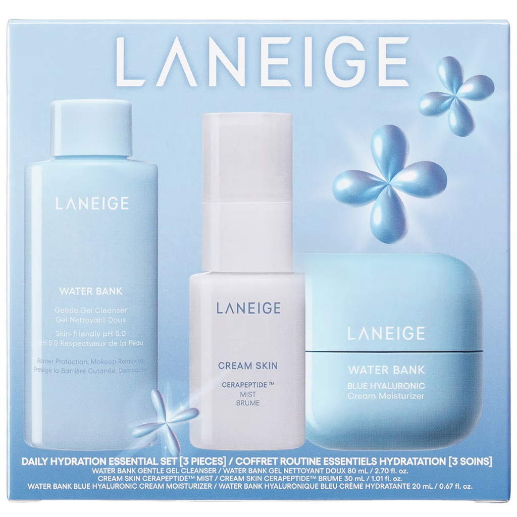 Set 3 Món Laneige Daily Hydration Mini Cấp Nước Mịn Da - Gel Cleanser 80ml + Cream Skin Mist 30ml + Cream Moisturizer 20ml