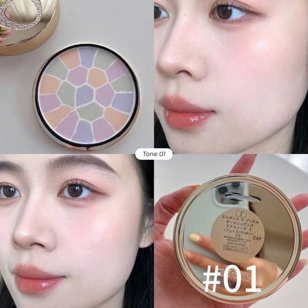 Phấn Phủ Nén Bền Màu Kiềm Dầu Elegance La Poudre Haute Nuance - Tone 01 - 8.8g Fullbox Hàng Duty