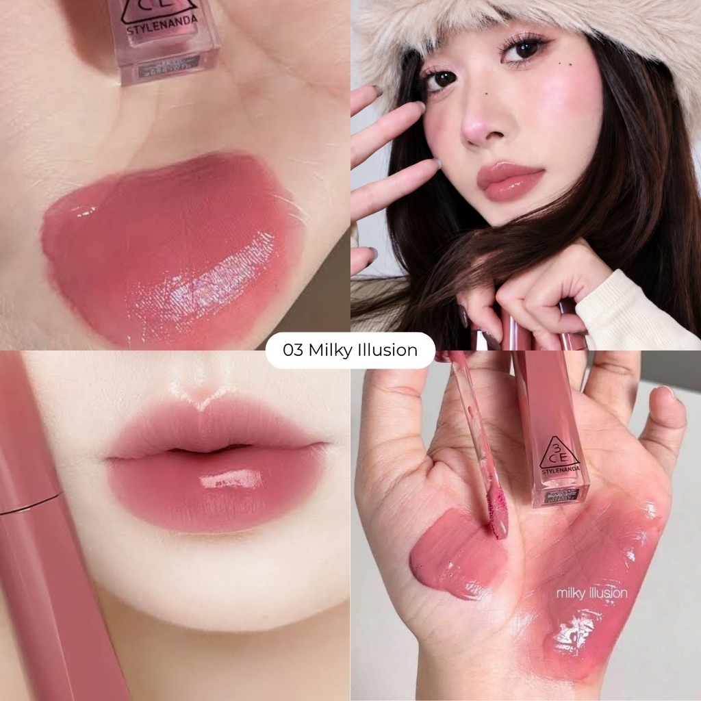 Son Bóng 3CE Stylenanda Misty Lip Bare Dưỡng Ẩm Bóng Mượt 1.5g - Fullbox Hàng Công Ty