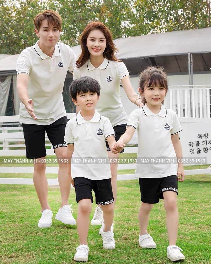 Áo Thun Gia Đình Có Cổ Giá Rẻ Tại Bà Rịa - Vũng Tàu Màu Trắng - Đồng Phục May Thành Việt
