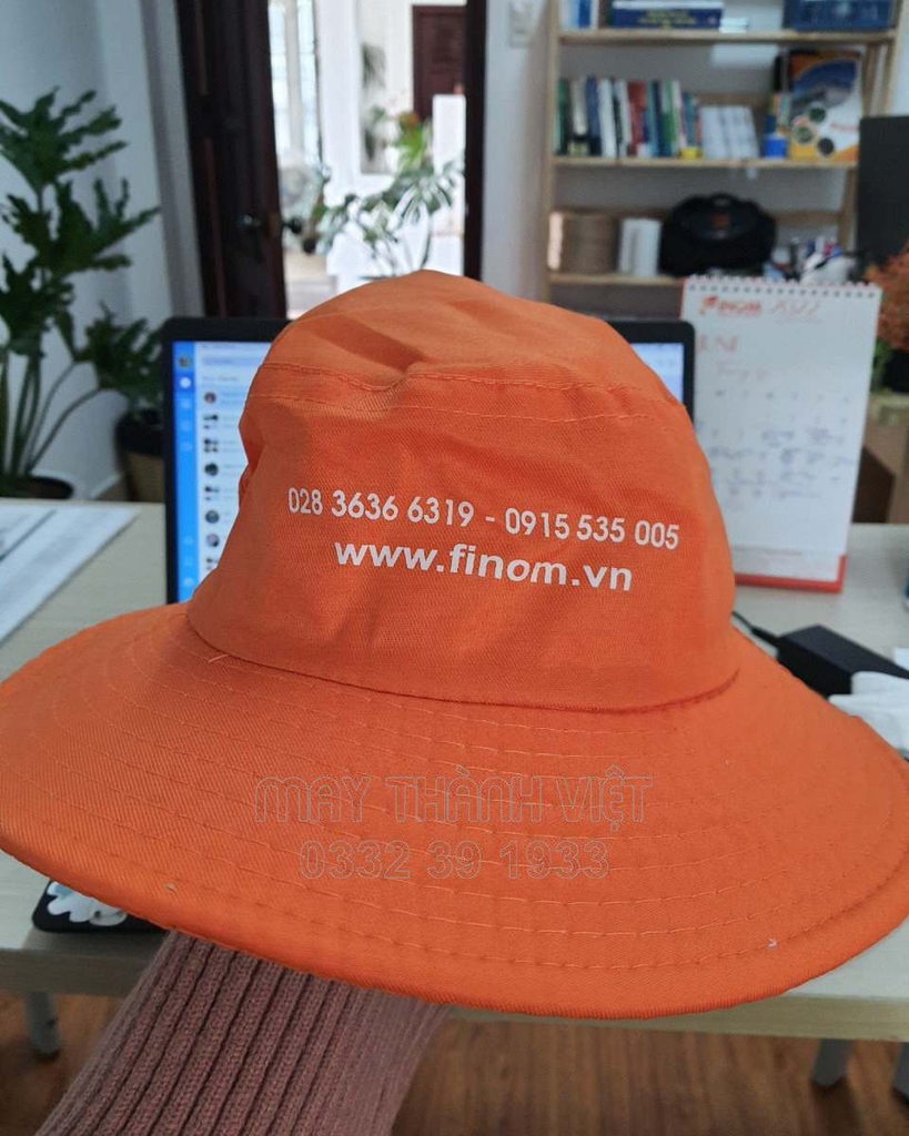 Mũ nón bucket tai bèo đẹp màu cam- Đồng phục may thành việt