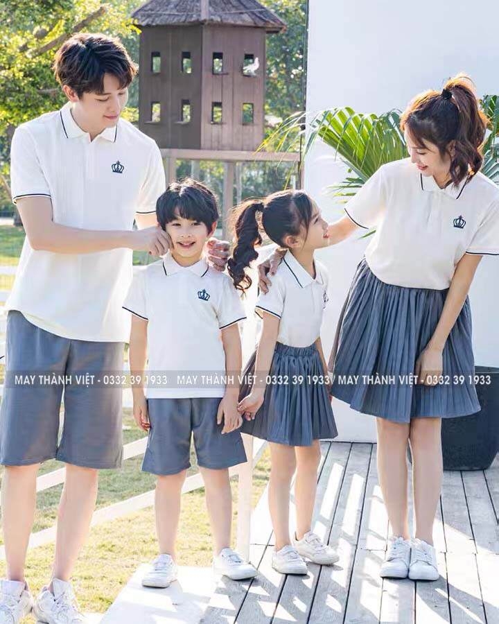 Áo Thun Gia Đình Có Cổ Giá Rẻ Tại Bà Rịa - Vũng Tàu Màu Trắng - Đồng Phục May Thành Việt