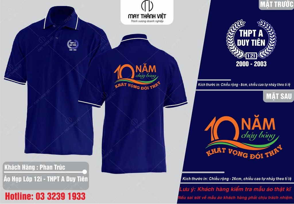 Áo đồng phục họp lớp đẹp nhất Quận Nam Từ Liêm Hà nội - Đồng phục May Thành Việt