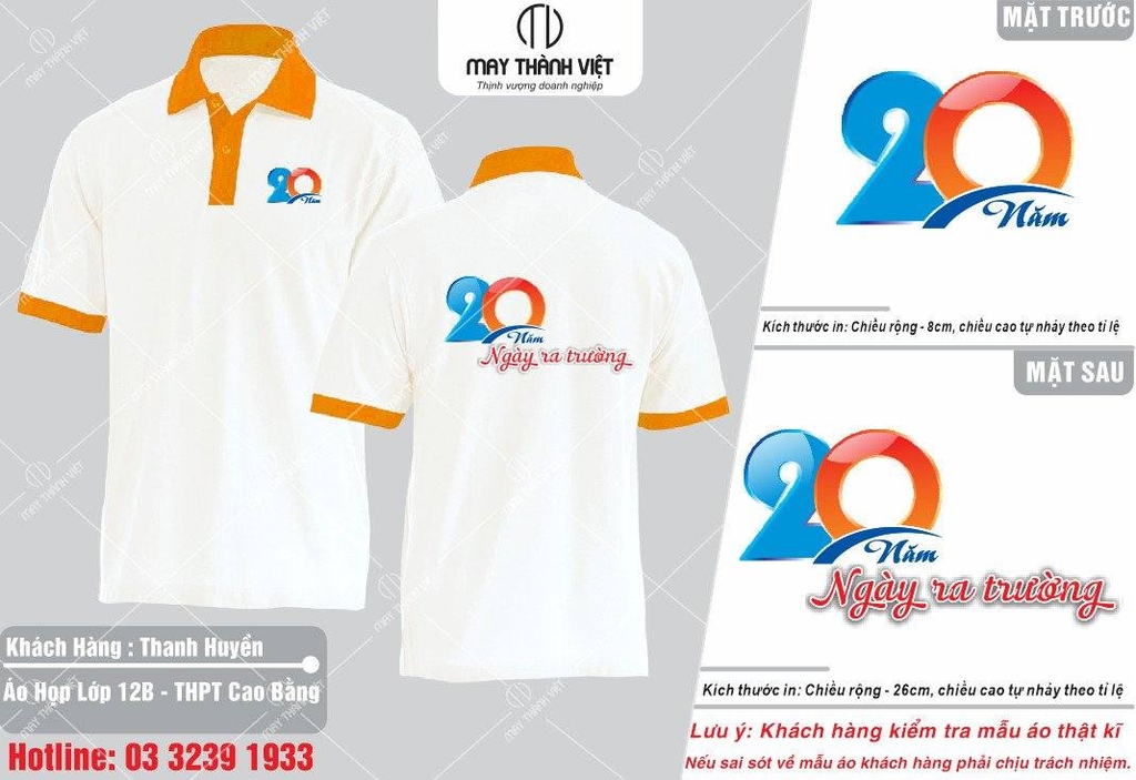 Áo họp lớp 20 năm ngày ra trường tại Thanh Hóa - Đồng Phục May Thành Việt-