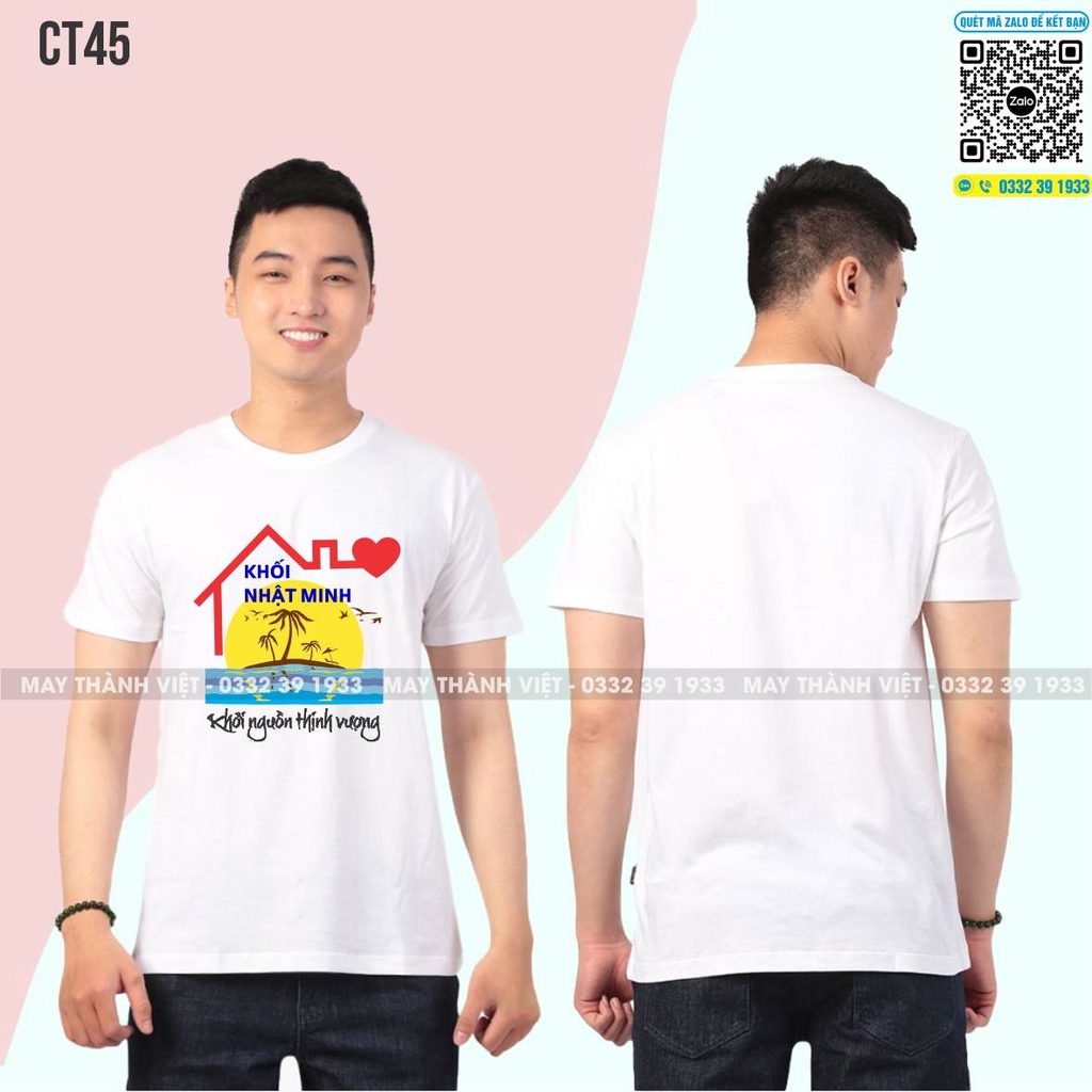 Áo phông đồng phục đi biển màu trắng - đồng phục may thành việt