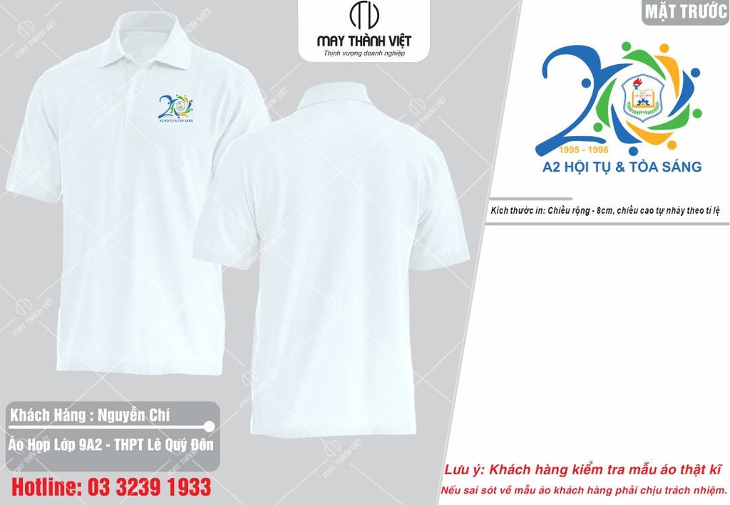 Áo họp lớp đẹp đẹp rẻ màu trắng phối vàng tại Bình Thuận - Đồng phục May Thành Việt