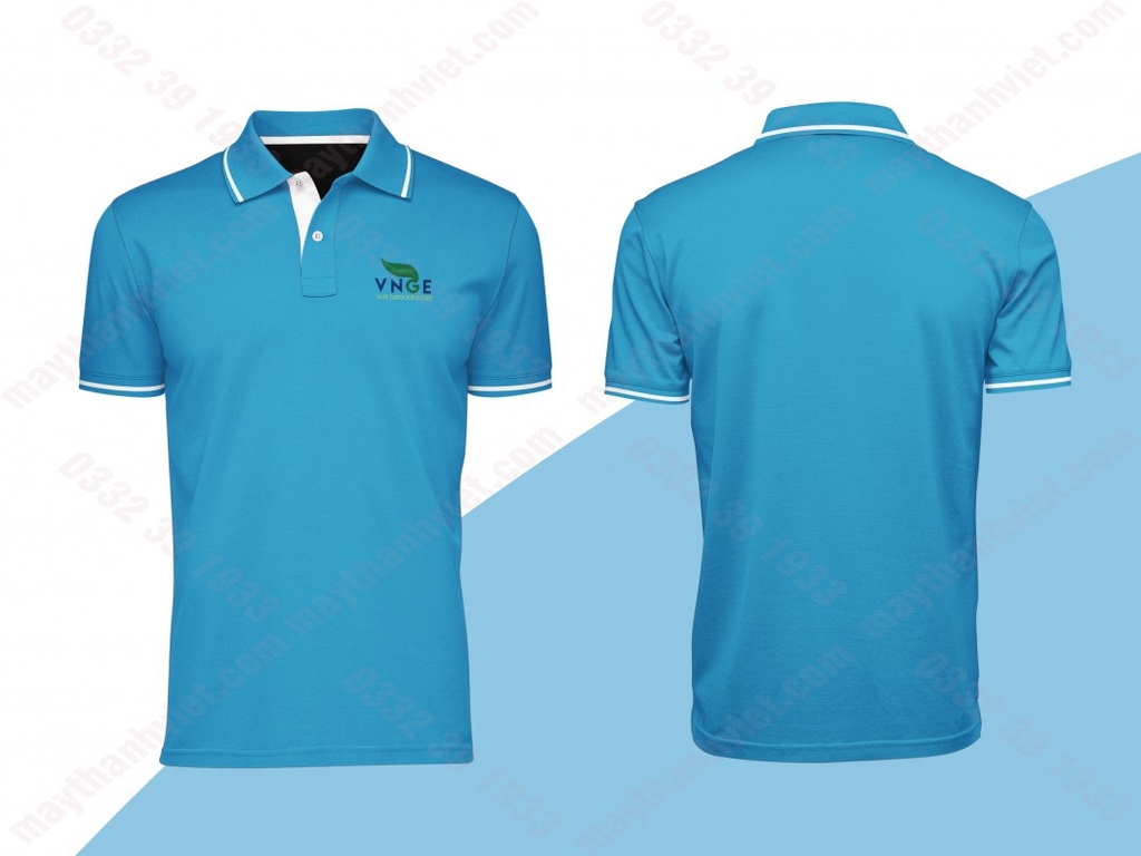 Áo thun đồng phục màu xanh công ty đẹp- Đồng phục May Thành Việt