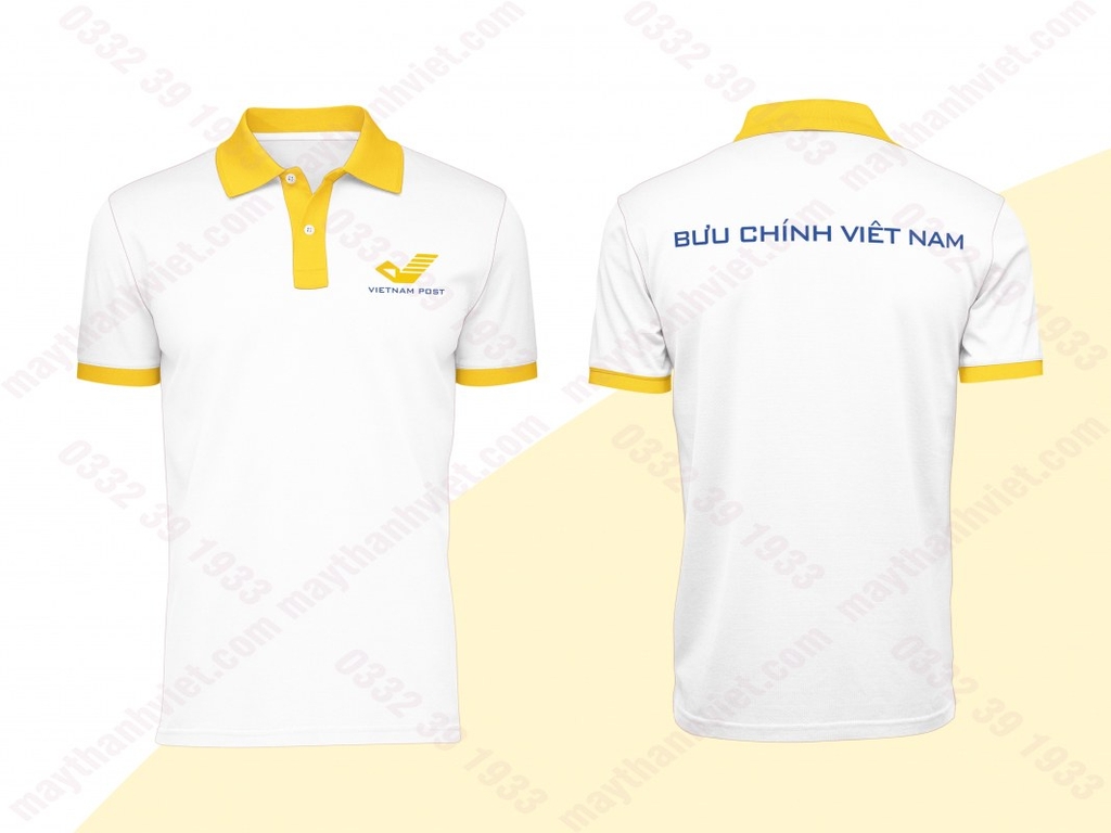 Áo thun đồng phục polo màu trắng công ty nhựa bình minh- Đồng phục May Thành Việt