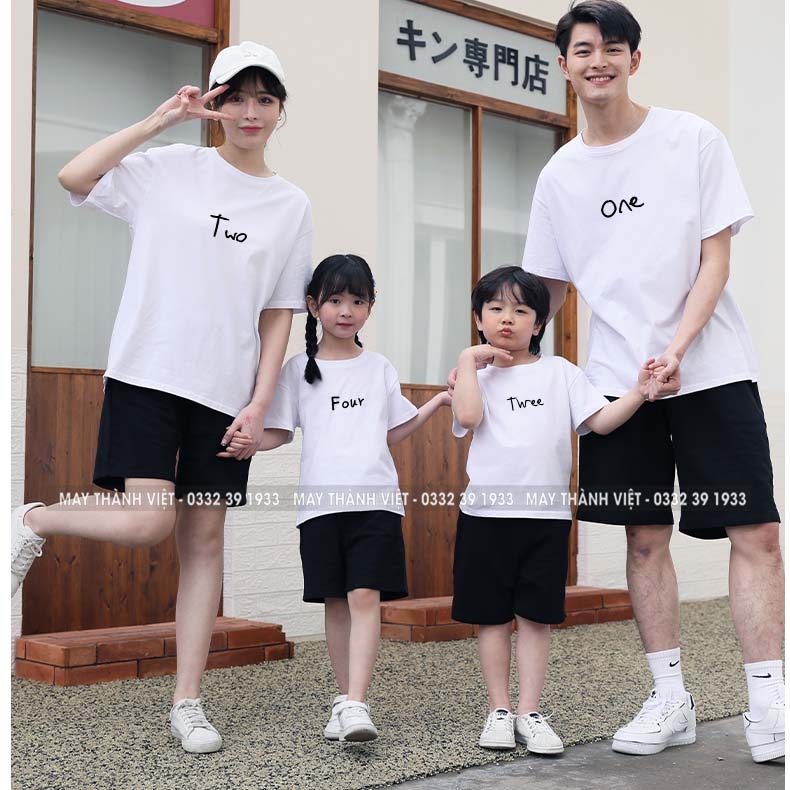 Áo Thun Gia Đình 4 Người Giá Rẻ Tại Hải Phòng Màu đỏ - Đồng Phục May Thành Việt