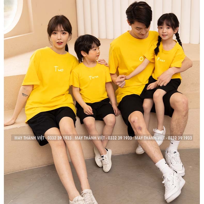 Áo Thun Gia Đình 4 Người Giá Rẻ Tại Hải Phòng Màu đỏ - Đồng Phục May Thành Việt
