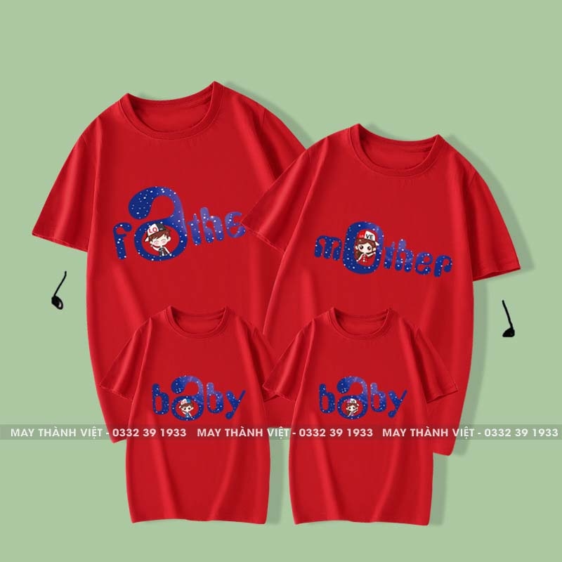 Áo Thun Gia Đình Đẹp Màu Cam - Đồng Phục May Thành Việt