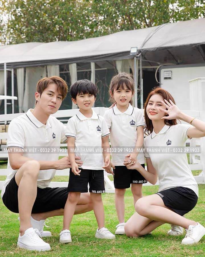 Áo Thun Gia Đình Có Cổ Giá Rẻ Tại Bà Rịa - Vũng Tàu Màu Trắng - Đồng Phục May Thành Việt