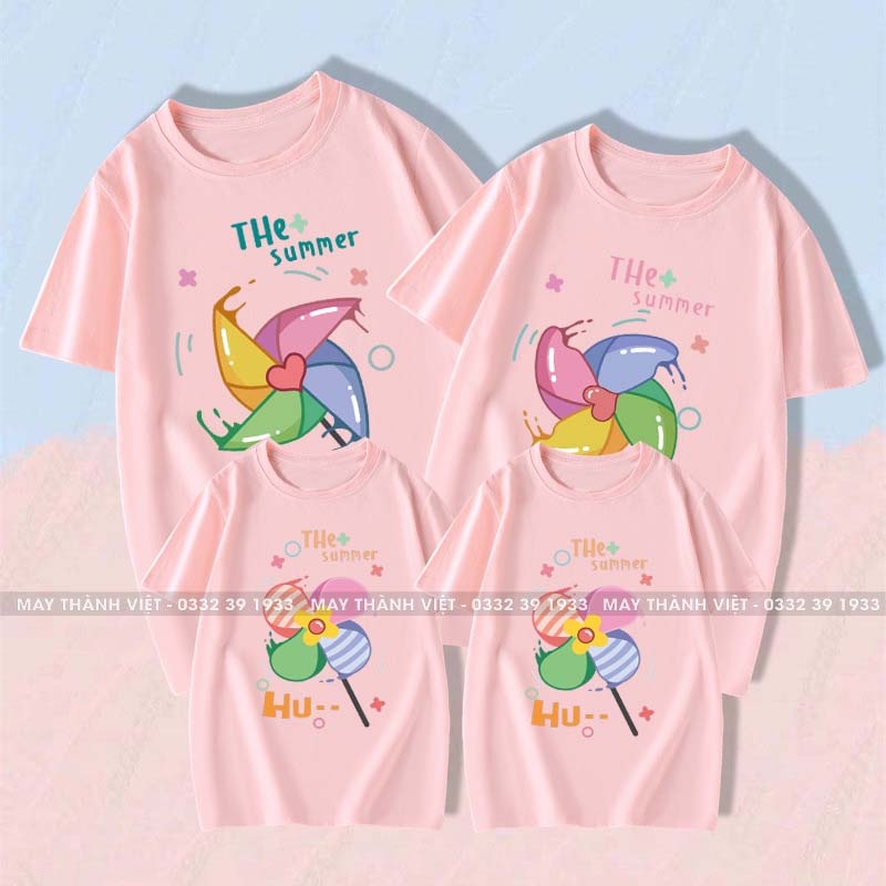 In Áo Gia Đình Màu Trắng - Đồng Phục May Thành Việt