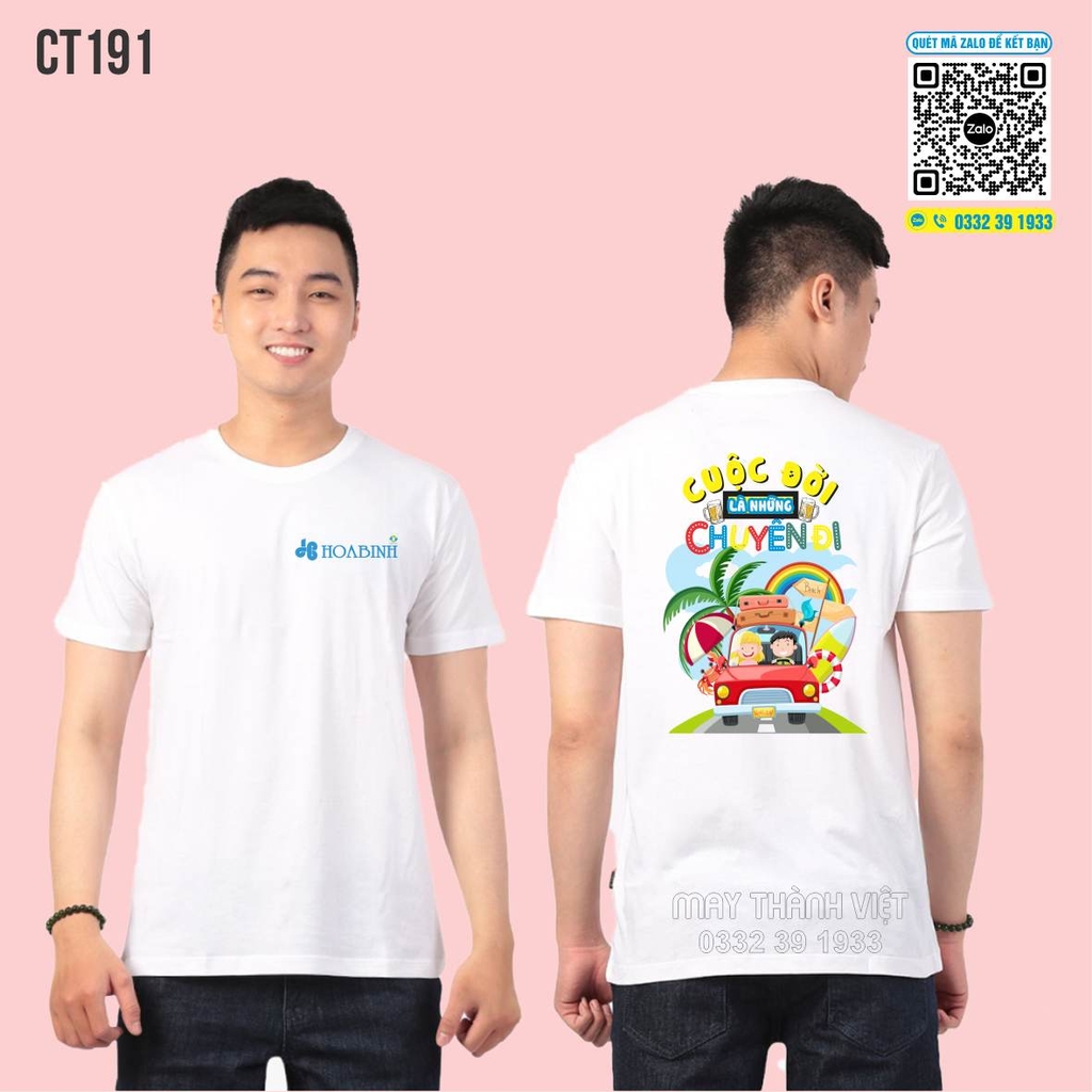 Mẫu áo team đi biển công ty màu trắng giá rẻ - đồng phục may thành việt