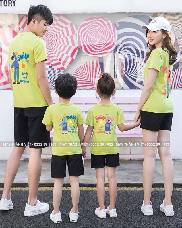 Mẫu In Áo Gia Đình Giá Rẻ Tại Ninh Bình Màu xanh dương- Đồng Phục May Thành Việt
