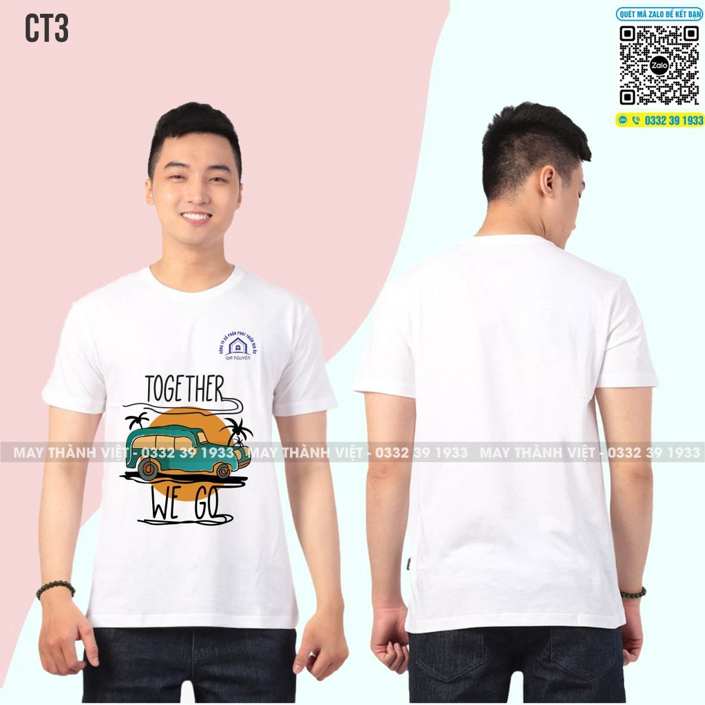 May đồng phục nhóm màu trắng công ty - đồng phục may thành việt