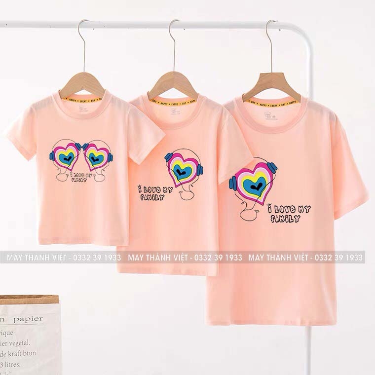 Set Áo Gia Đình Giá Rẻ Tại Điện Biên Màu cam - Đồng Phục May Thành Việt