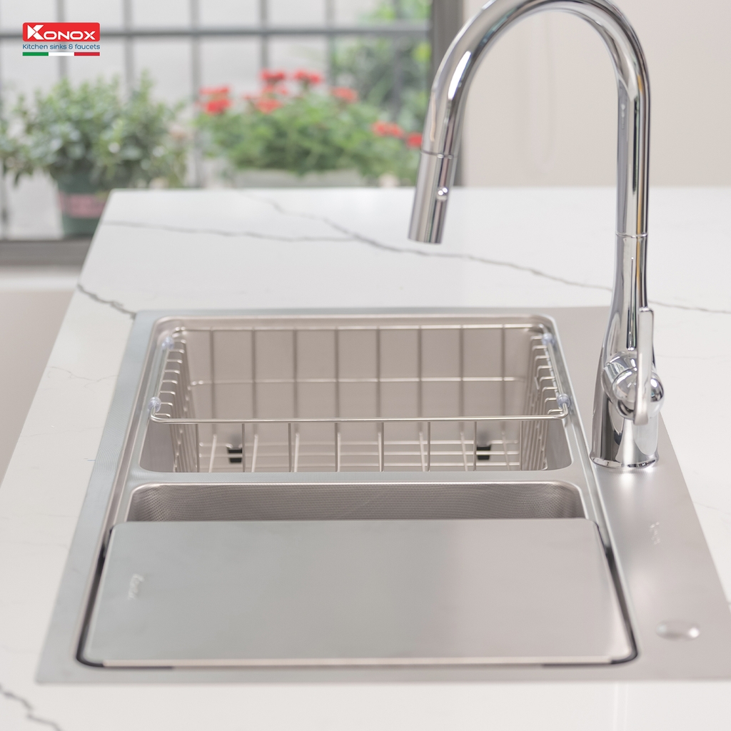 Chậu rửa bát 2 hố chống xước Workstation Sink KN8651TD Dekor