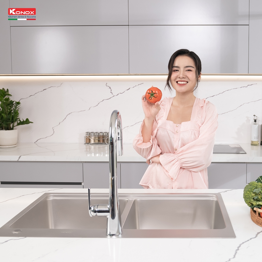 Chậu rửa bát 2 hố chống xước Workstation Sink KN8651TD Dekor
