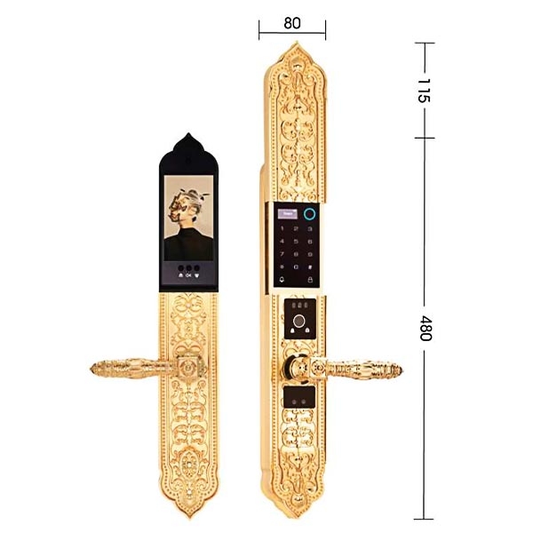 Khóa cửa đại sảnh biệt thự EL9882 24K BRASS - Khóa điện tử Demax