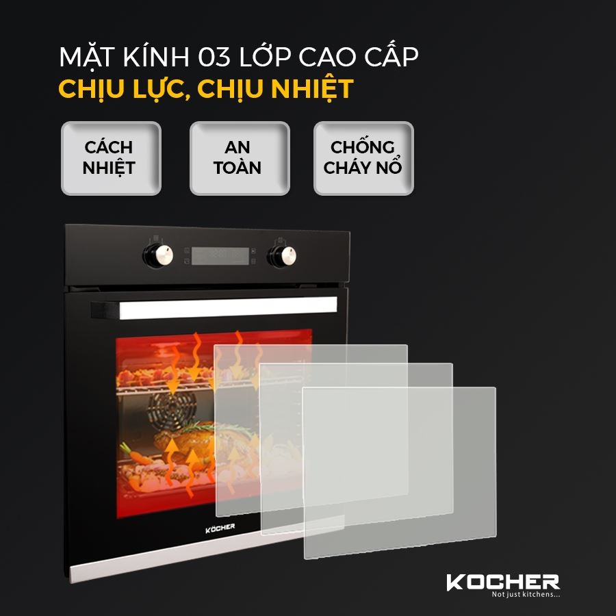 Lò nướng âm Kocher KOEU-71S13F 71L, công suất lớn