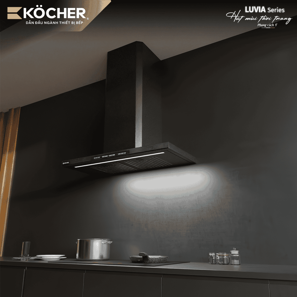Máy Hút Mùi Kocher LUVIA BLACK MATTE - Điều khiển vẫy tay, Thiết kế Slim Fit