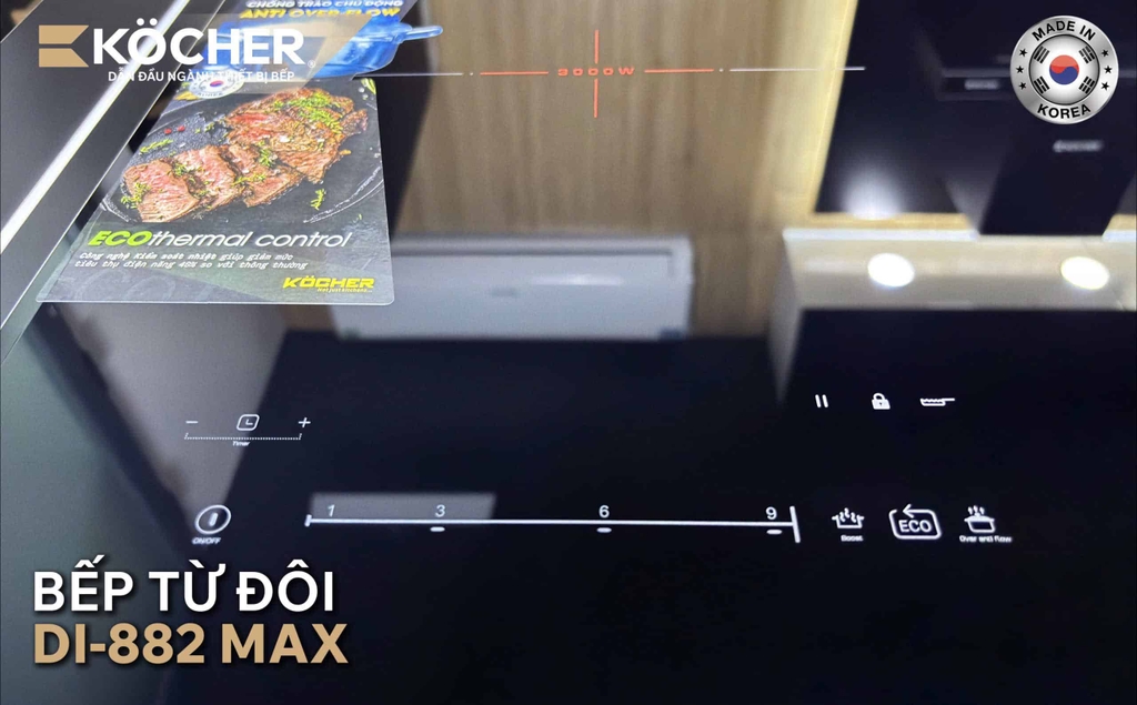 Bếp từ đôi Kocher DI-882 Max, nhập khẩu Hàn Quốc
