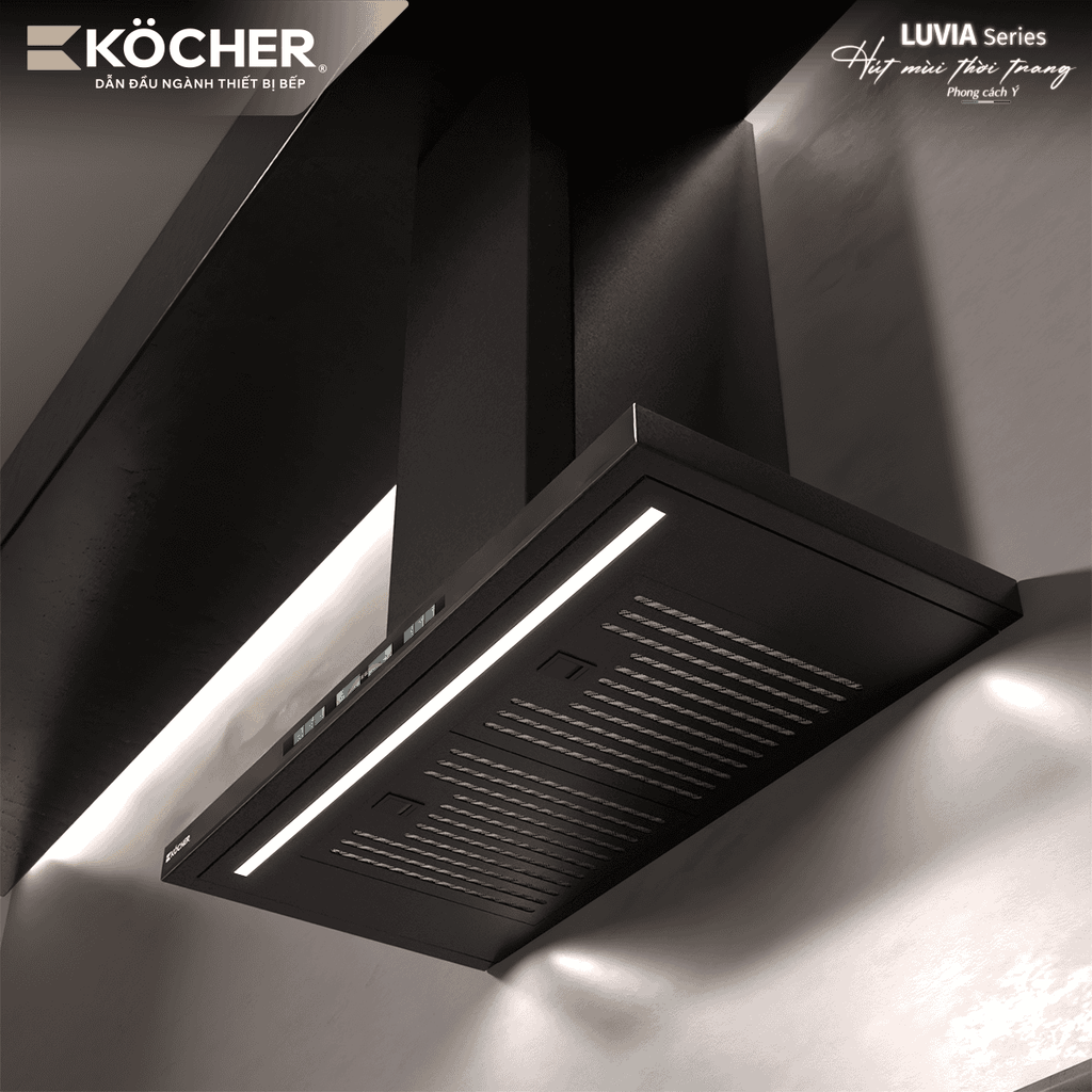 Máy Hút Mùi Kocher LUVIA BLACK MATTE - Điều khiển vẫy tay, Thiết kế Slim Fit