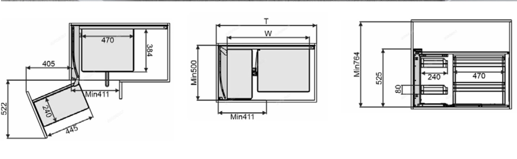 Giá liên hoàn nan Oval- ray âm giảm chấn Eurogold EPV101 (trái)/ EPV102 (phải)