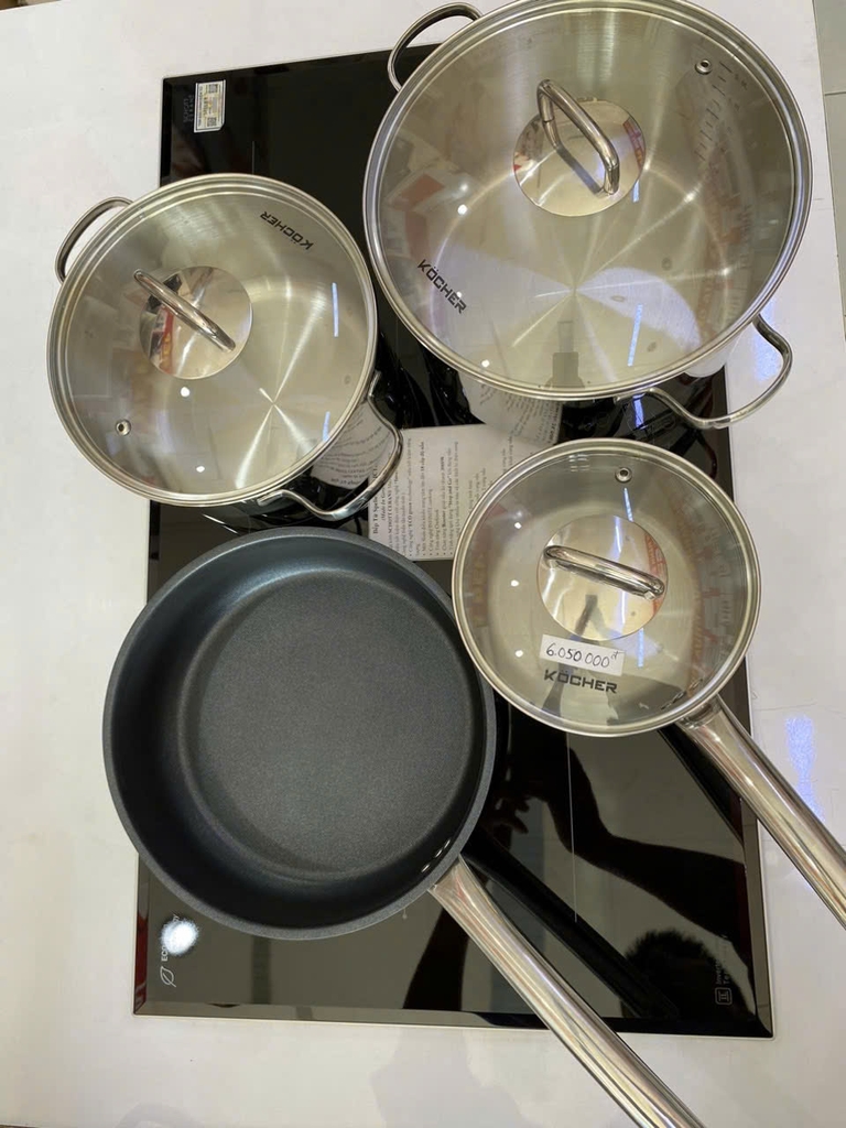 Bộ nồi 4 món Kocher Lubeck Pro, 5 lớp đáy, inox cao cấp