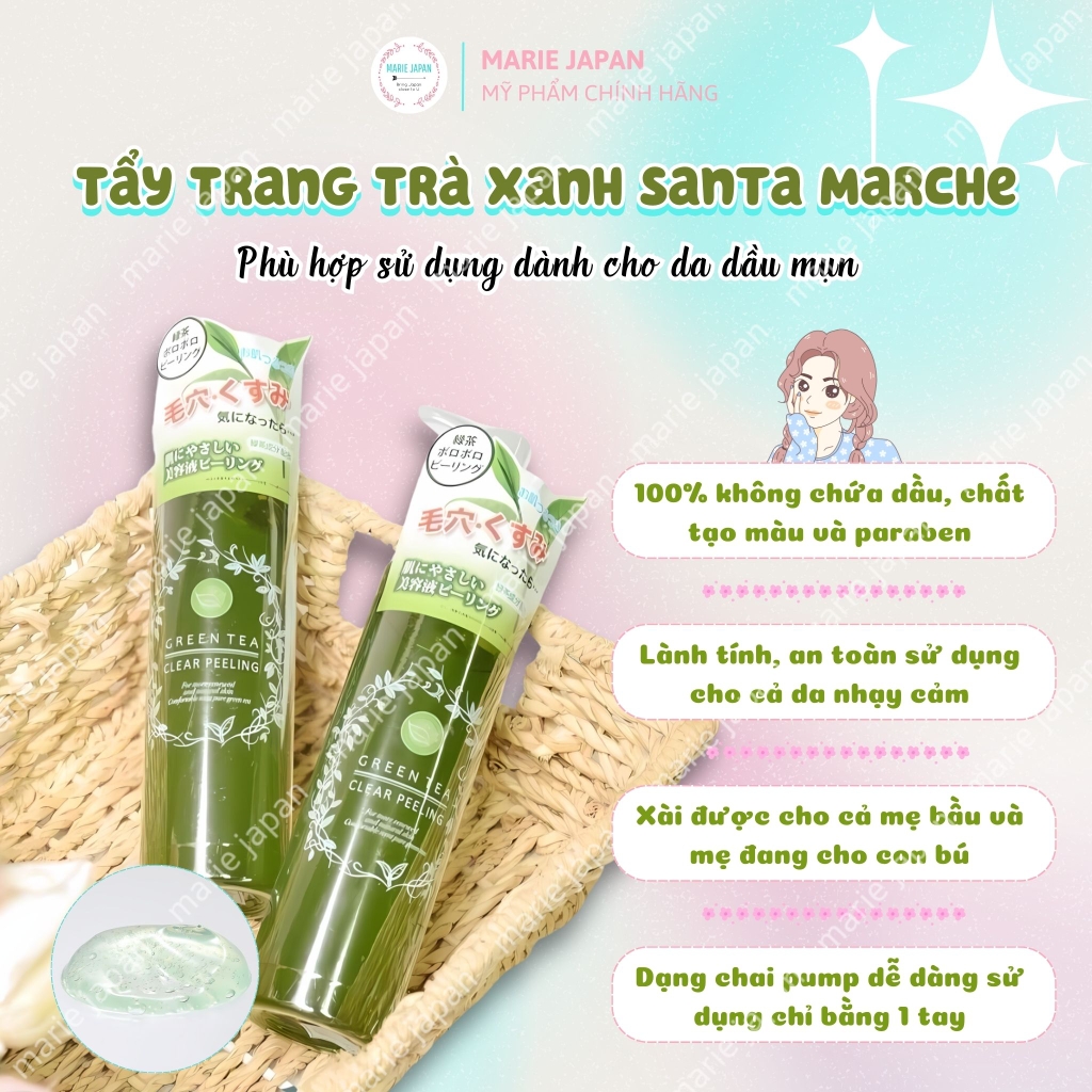 Tẩy Trang Trà Xanh Santa Marche Deep Cleansing Da Dầu Mụn Nhật - 400ML