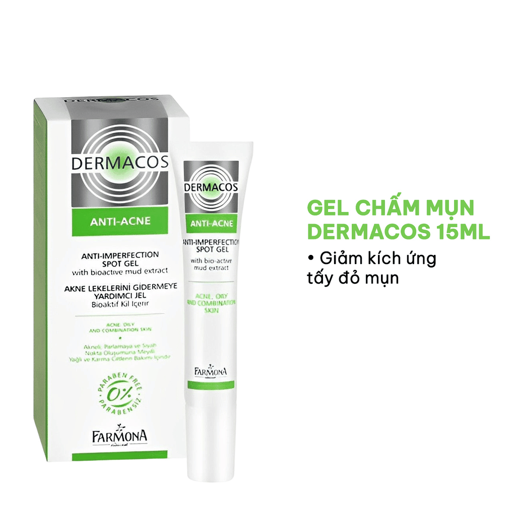 [MUA 1 TẶNG 1] Gel Chấm Mụn Dermacos Anti Acne Anti Imperfection Spot Tuýp 15ml - TẶNG 1 MASK JM