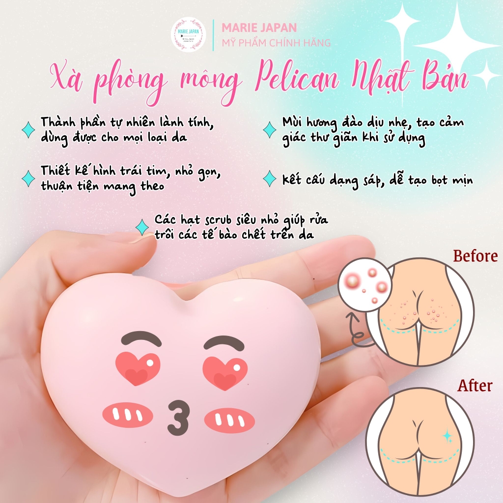 Xà Phòng Mông Pelican Giảm Thâm Dưỡng Sáng Hip Care Soap Nhật 80g
