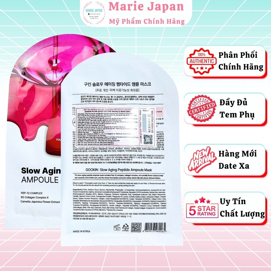 [HỘP 10 MIẾNG] Mặt Nạ Gookin Ampoule Mask Cấp Ẩm Dưỡng Sáng Phục Hồi Căng Bóng Da 1 Miếng Lẻ Hàn Quốc
