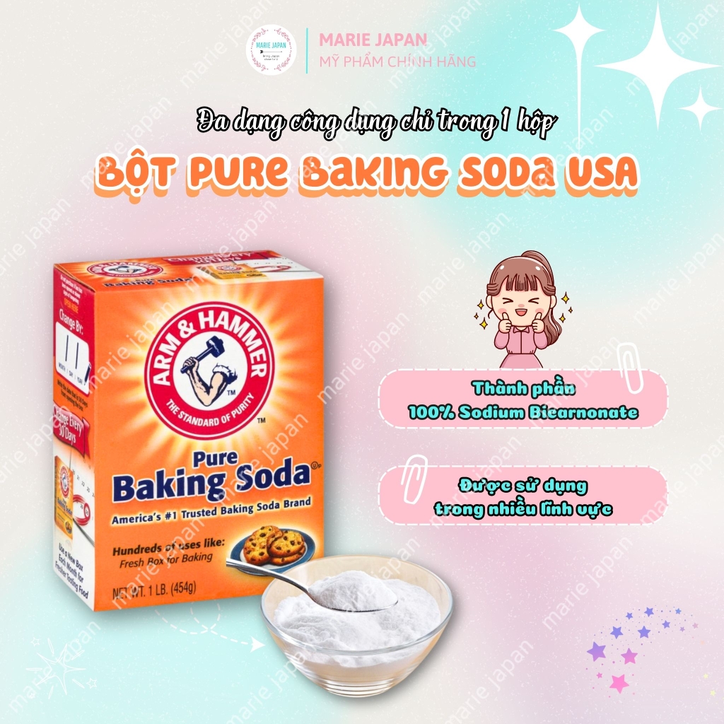 Bột Đa Công Dụng Pure Baking Soda Arm Hammer USA 454g