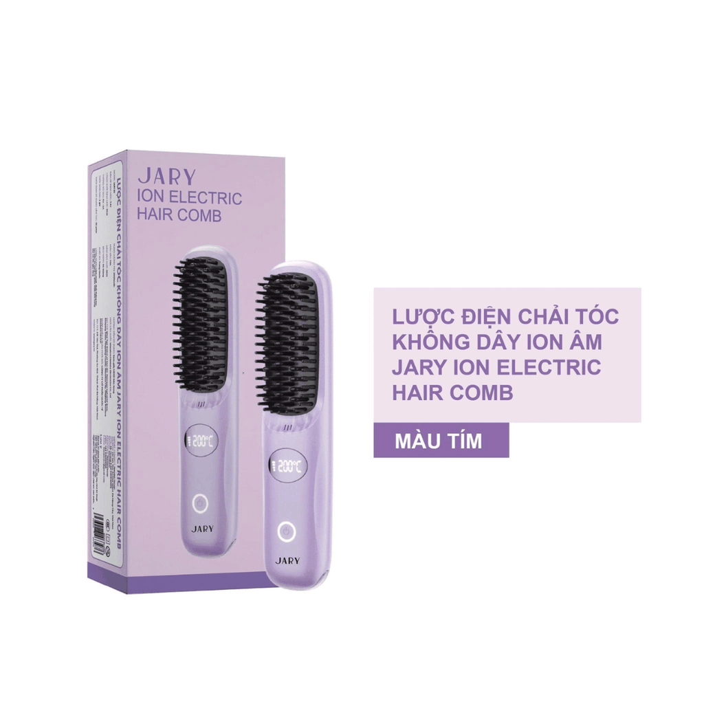 Lượt Điện Chải Tóc Jary Ion Electric Hair Comb  Không Dây Ion Âm Gỡ Rối Suôn Mượt, Tạo Kiểu Siêu Dễ