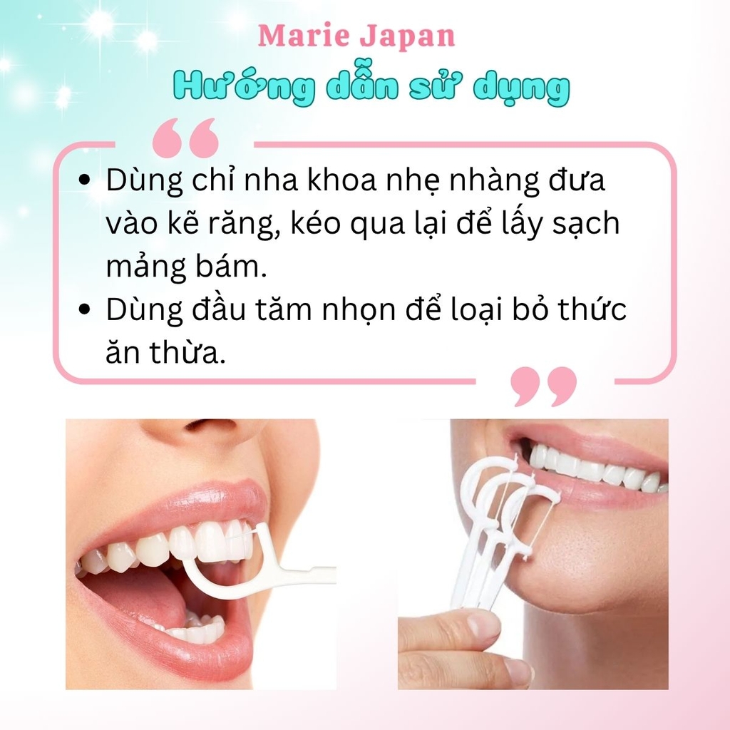 Tăm Chỉ Create Dental Floss & Picks Sạch Kẽ Răng Nhẹ Nhàng An Toàn Nhật Bản Túi 101 Cây